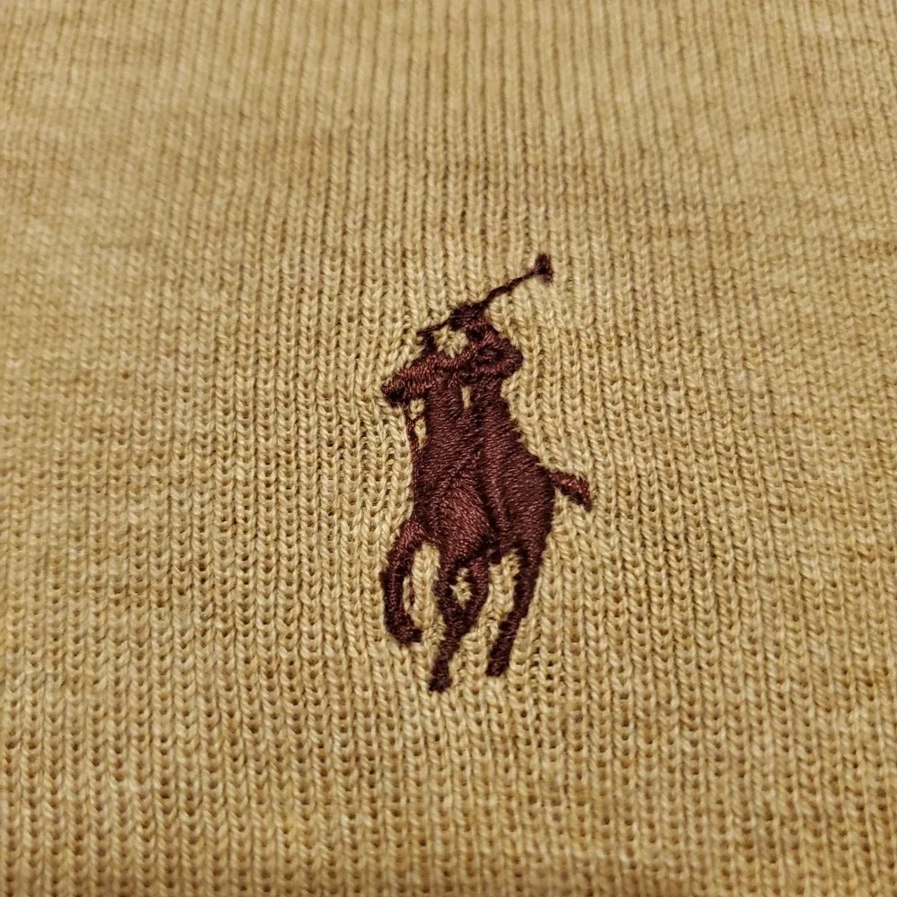 Vtg Polo Ralph Lauren Sweater Men‎ Medium Brown V-Neck Pima Cotton Golf